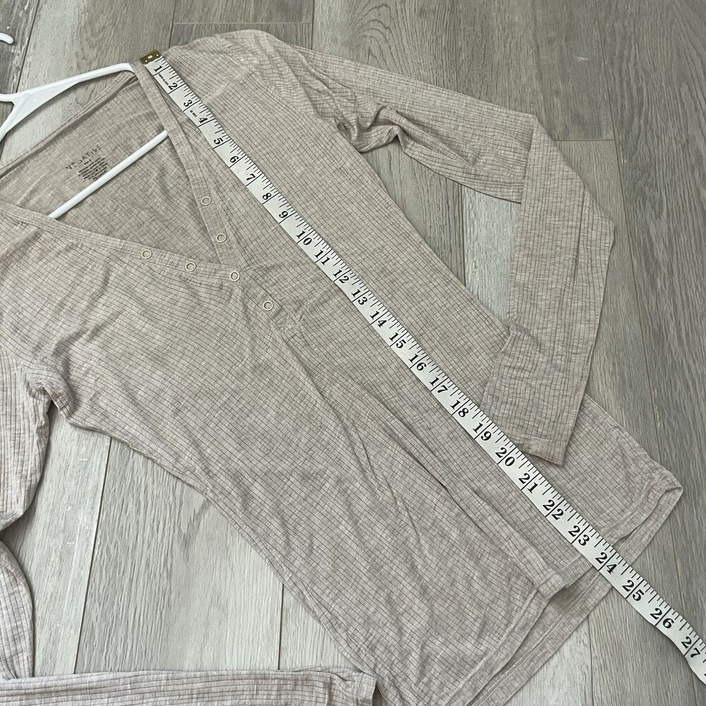 Negative Henley Top whippied ribbed long sleeve womens Beige (small) loungewear - Picture 6 of 6